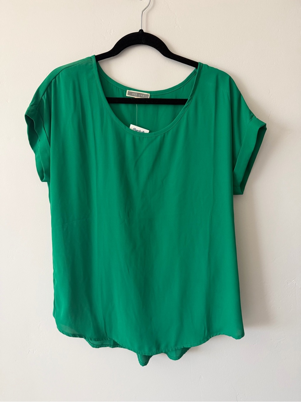 Pleione Cap Sleeve Green Women's Scoop NeckTop